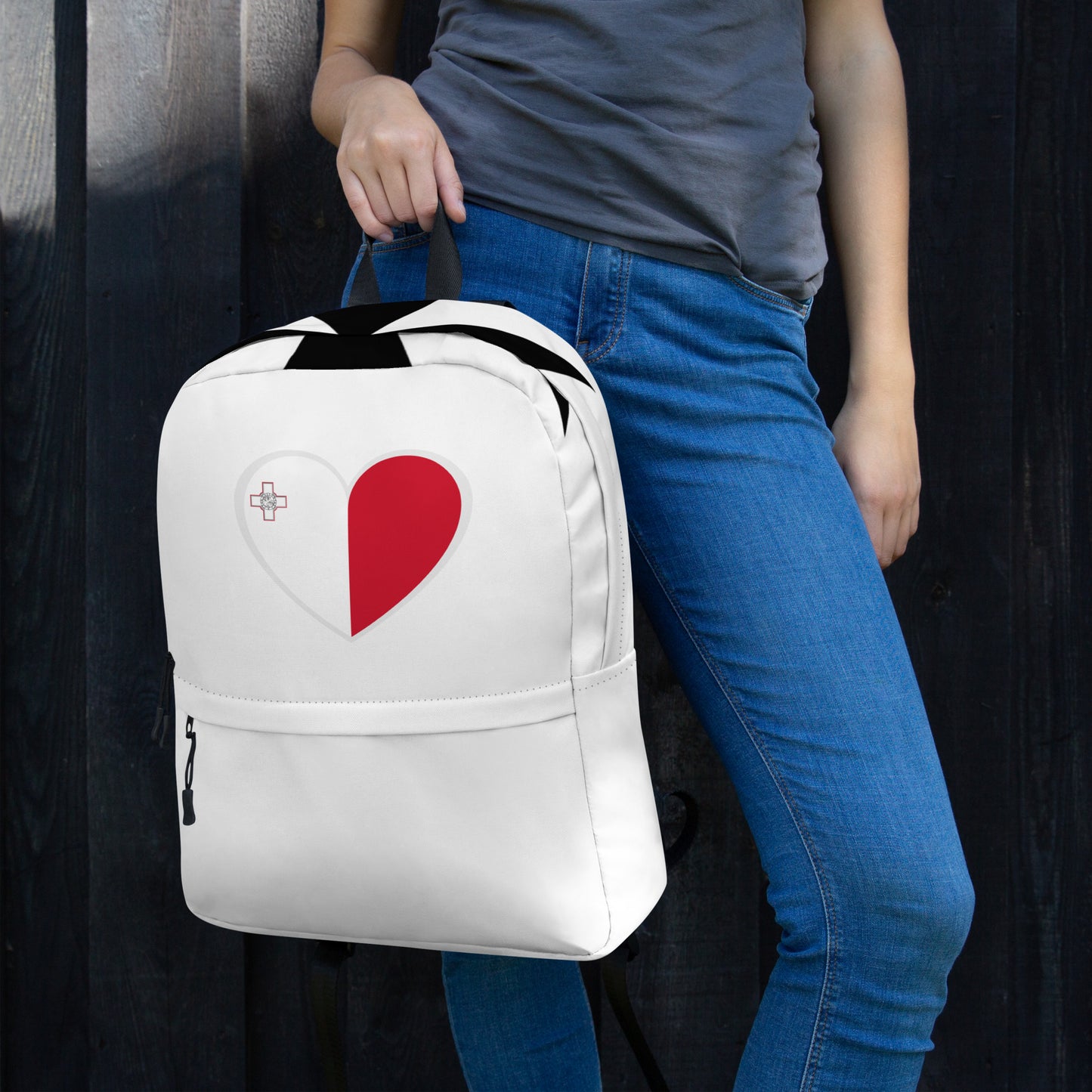 Heart-Shaped Malta Flag Backpack - Love Malta HM - Stylish and Durable Design