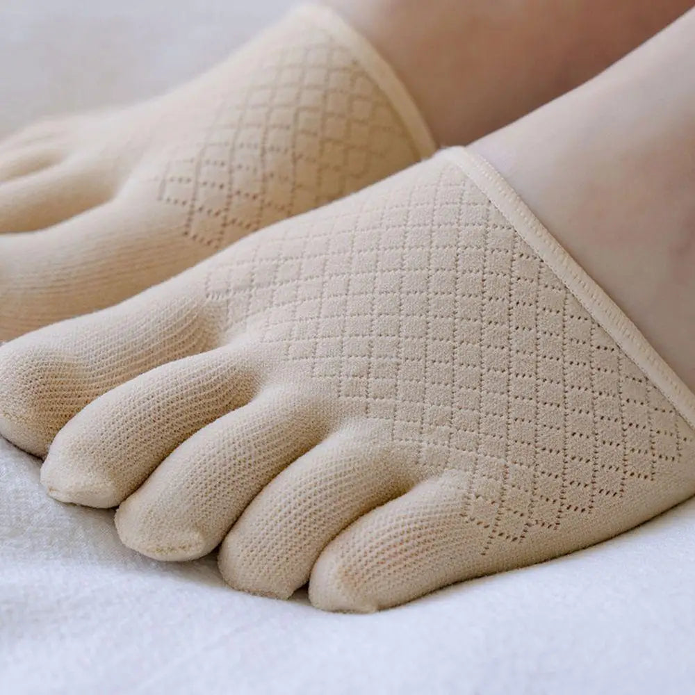 Summer Half Palm Five Fingers Socks Ladies Invisible Thin High Heel Front Foot Open Toe Socks Women