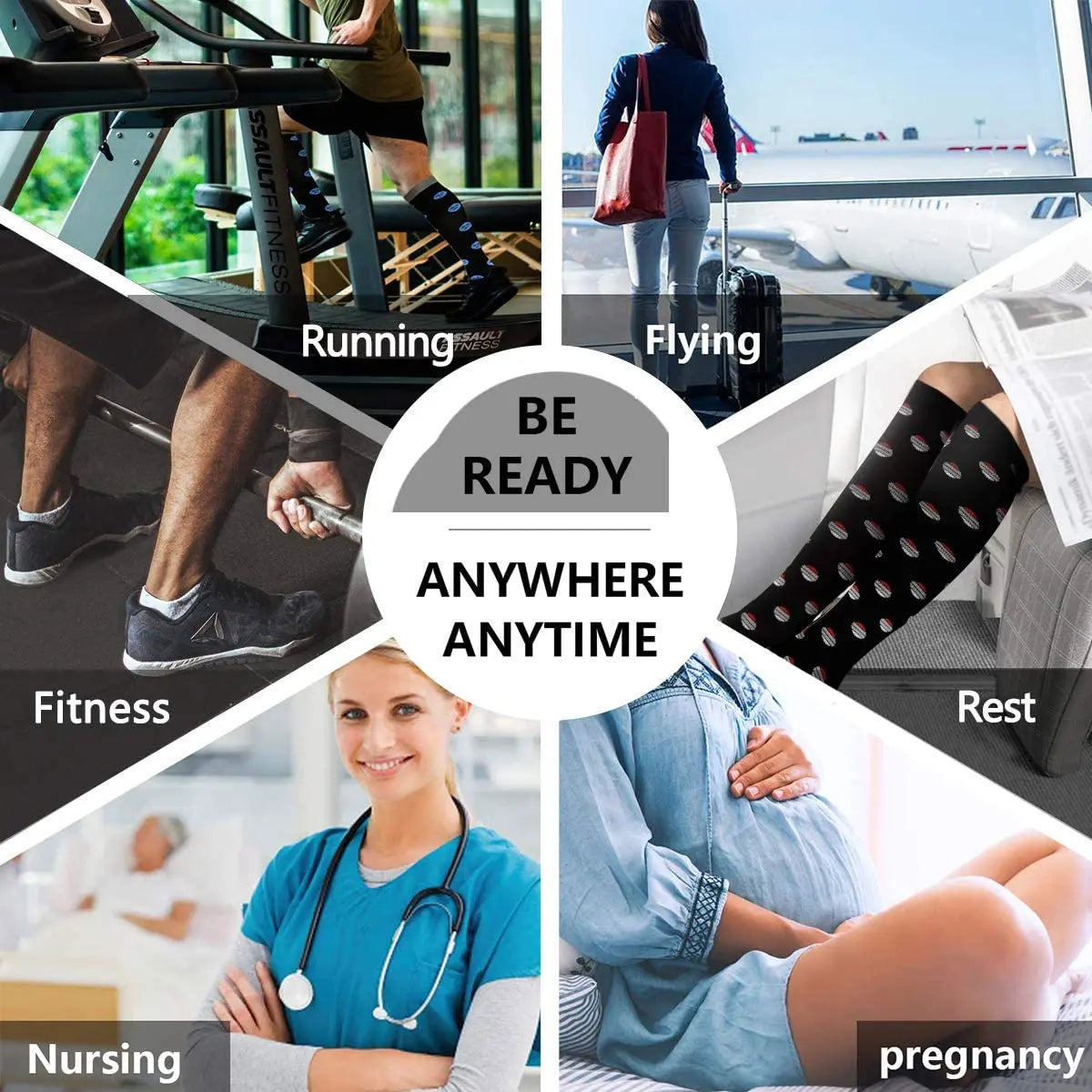 Compression Stockings Sports Men's Funny Socks Women Diabetes Outdoor Cycling Socks for Diabetics Running Nature Hiking Marathon