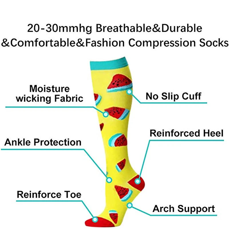 Compression Stockings Sports Men's Funny Socks Women Diabetes Outdoor Cycling Socks for Diabetics Running Nature Hiking Marathon
