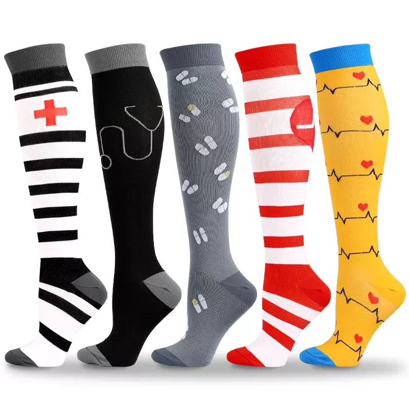 Compression Stockings Sports Men's Funny Socks Women Diabetes Outdoor Cycling Socks for Diabetics Running Nature Hiking Marathon