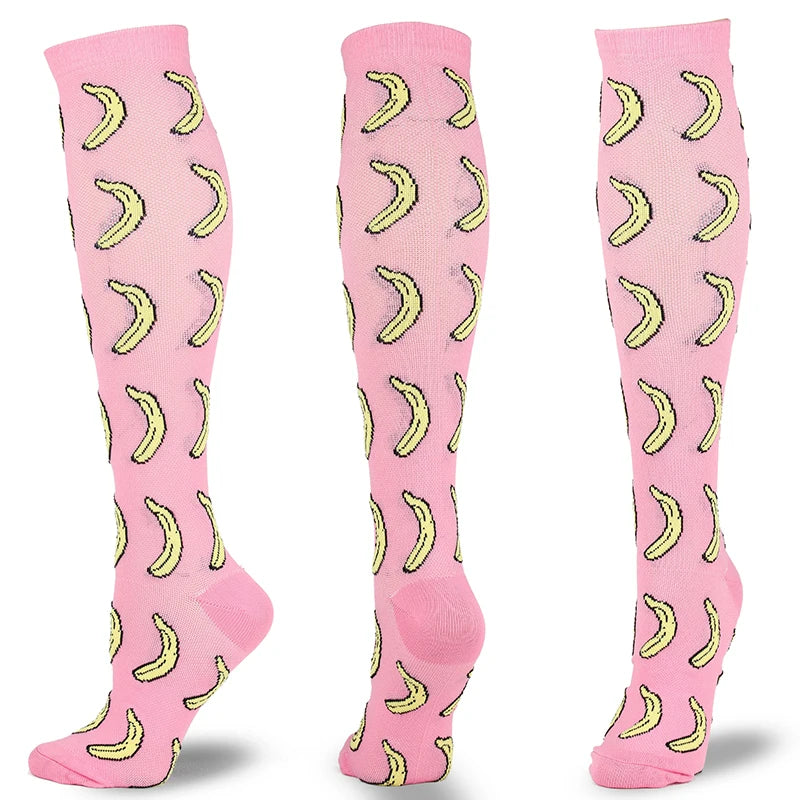 Compression Stockings Outdoor Varicose Veins Men's Women's Socks Diabetes Basketball Bicycle Sock Printed Sports Natural Walking