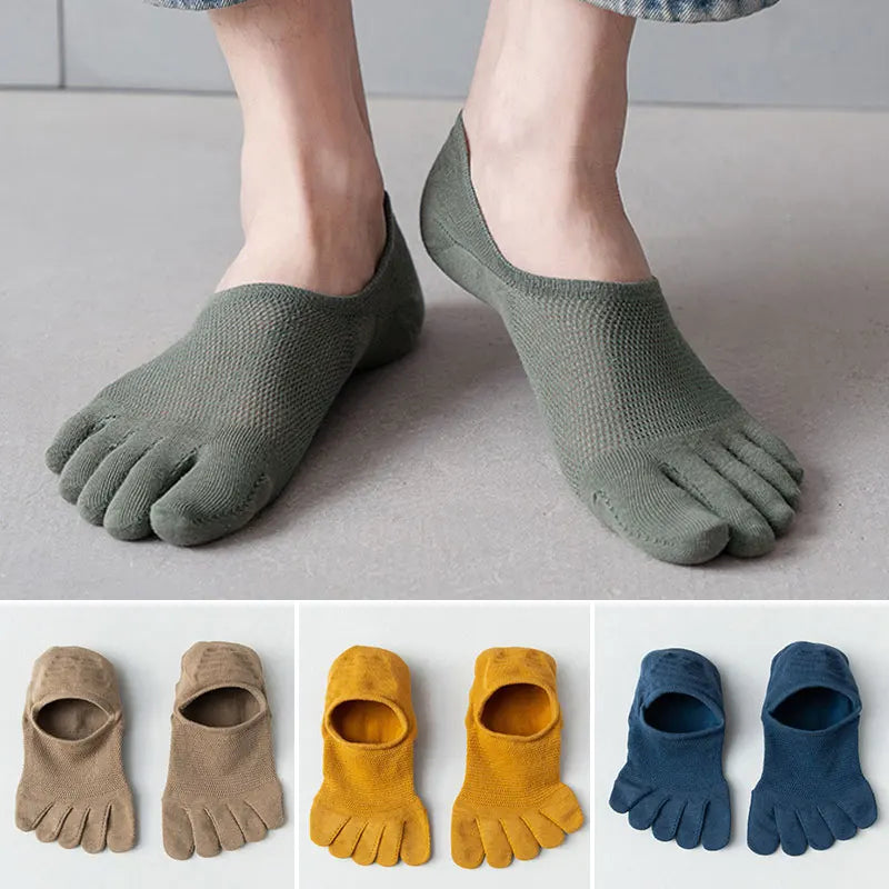 Ankle Short Socks Men Women Five Finger Socks Breathable Slipper Toe Socks Mesh Hollow No Show Socks Sweat-absorbing Boat Sock