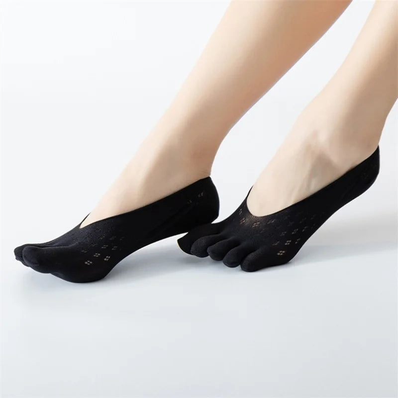 Fashion Thin Sock Slippers Women invisible Silicone Anti-skid Five Finger Socks