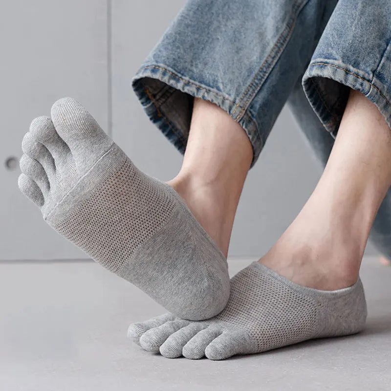 Ankle Short Socks Men Women Five Finger Socks Breathable Slipper Toe Socks Mesh Hollow No Show Socks Sweat-absorbing Boat Sock