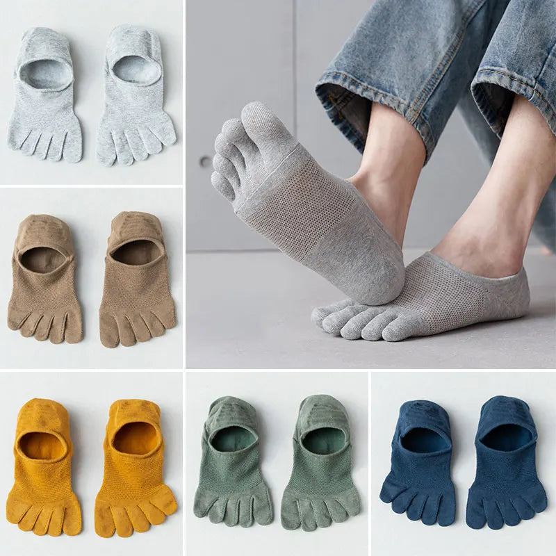 Ankle Short Socks Men Women Five Finger Socks Breathable Slipper Toe Socks Mesh Hollow No Show Socks Sweat-absorbing Boat Sock