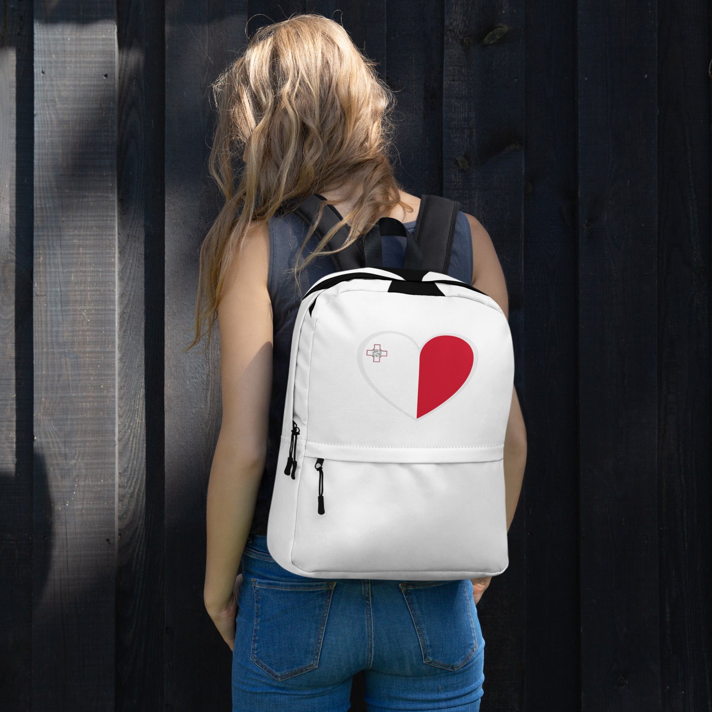 Heart-Shaped Malta Flag Backpack - Love Malta HM - Stylish and Durable Design